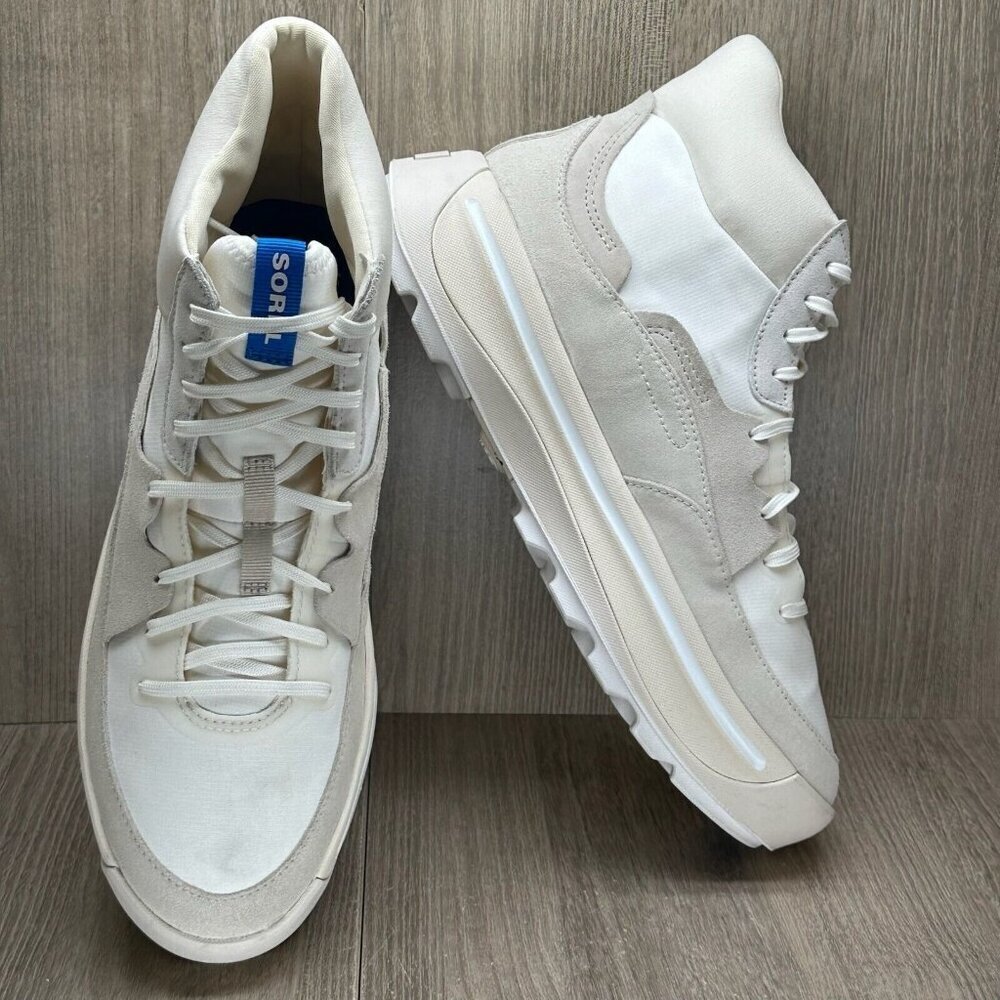 Sorel Shoes Womens Sz 12 Out N' About 503 Lace Up Mid Sneaker Suede Off White - Picture 8 of 12